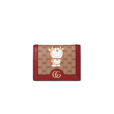 GUCCI DORAEMON COLLABORATION CANVAS WITH LEATHER CARD HOLDER ‎6545412T5AG9795 (11*8.5*2cm)